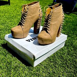 Spiked High Heel Booties - Size 10